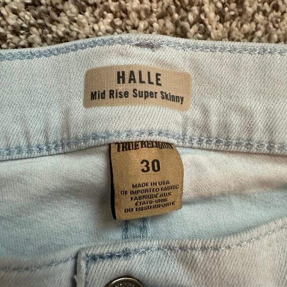 True Religion light wash Halle mid-rise super skinny jeans size 30 - Picture 6 of 12